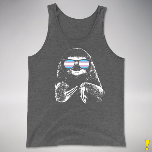 Pride Sloth Transgender Flag Sunglasses Premium Tank Top - Deep Heather